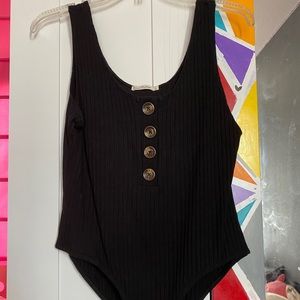 Ribbed Black Bodysuit